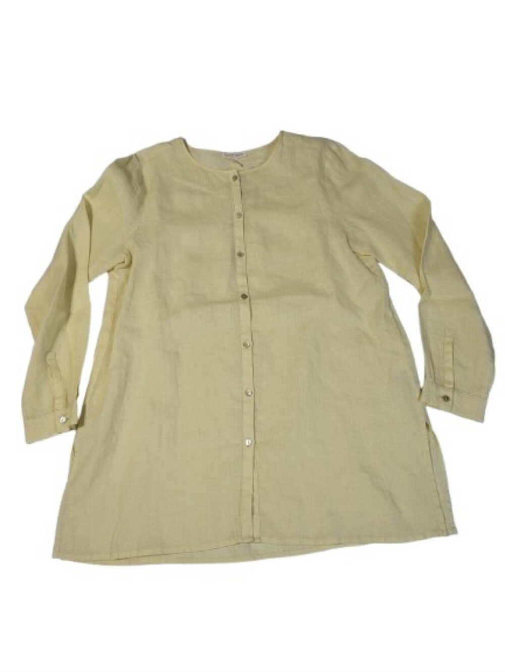 Eileen Fisher Organic Linen Handkerchief Shirt Button Down Tunic Top Petite